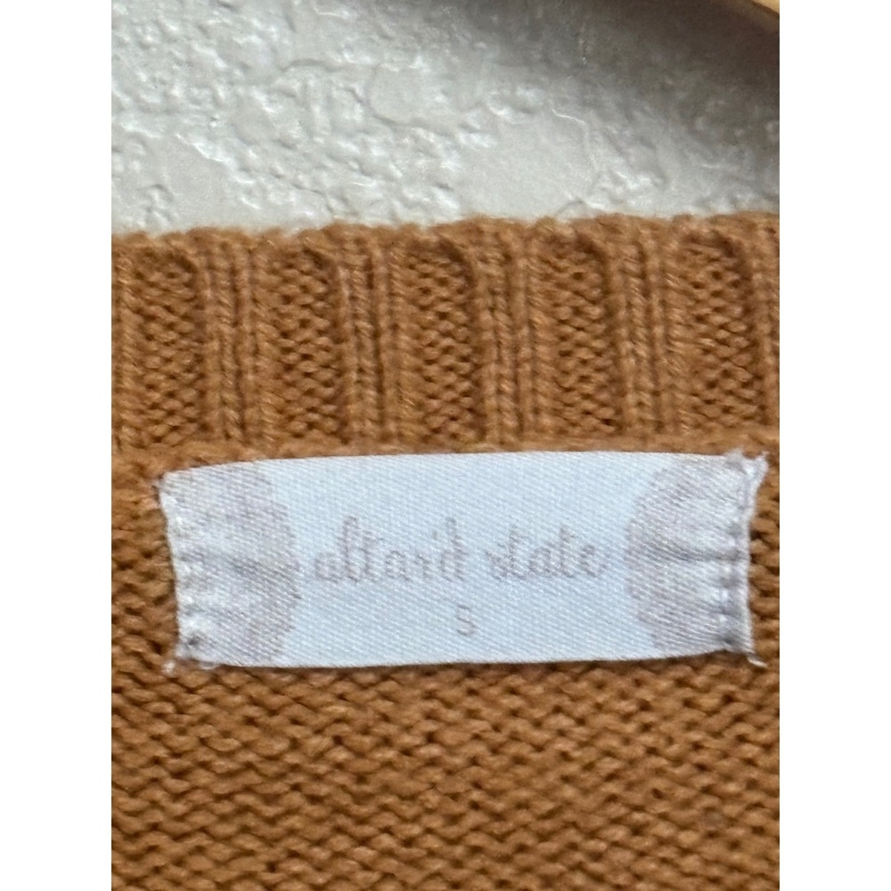 Altar'd State Brown Daisy Embroidered Cropped Knit Sweater Small - Picture 5 of 8